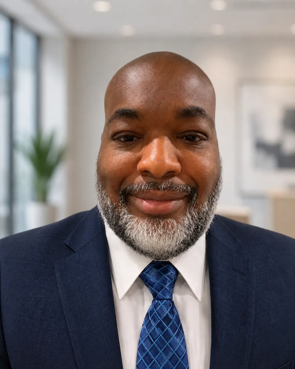 Larry Wilkes, MSN, PMHNP-BC, FNP-C, in a suit and tie
